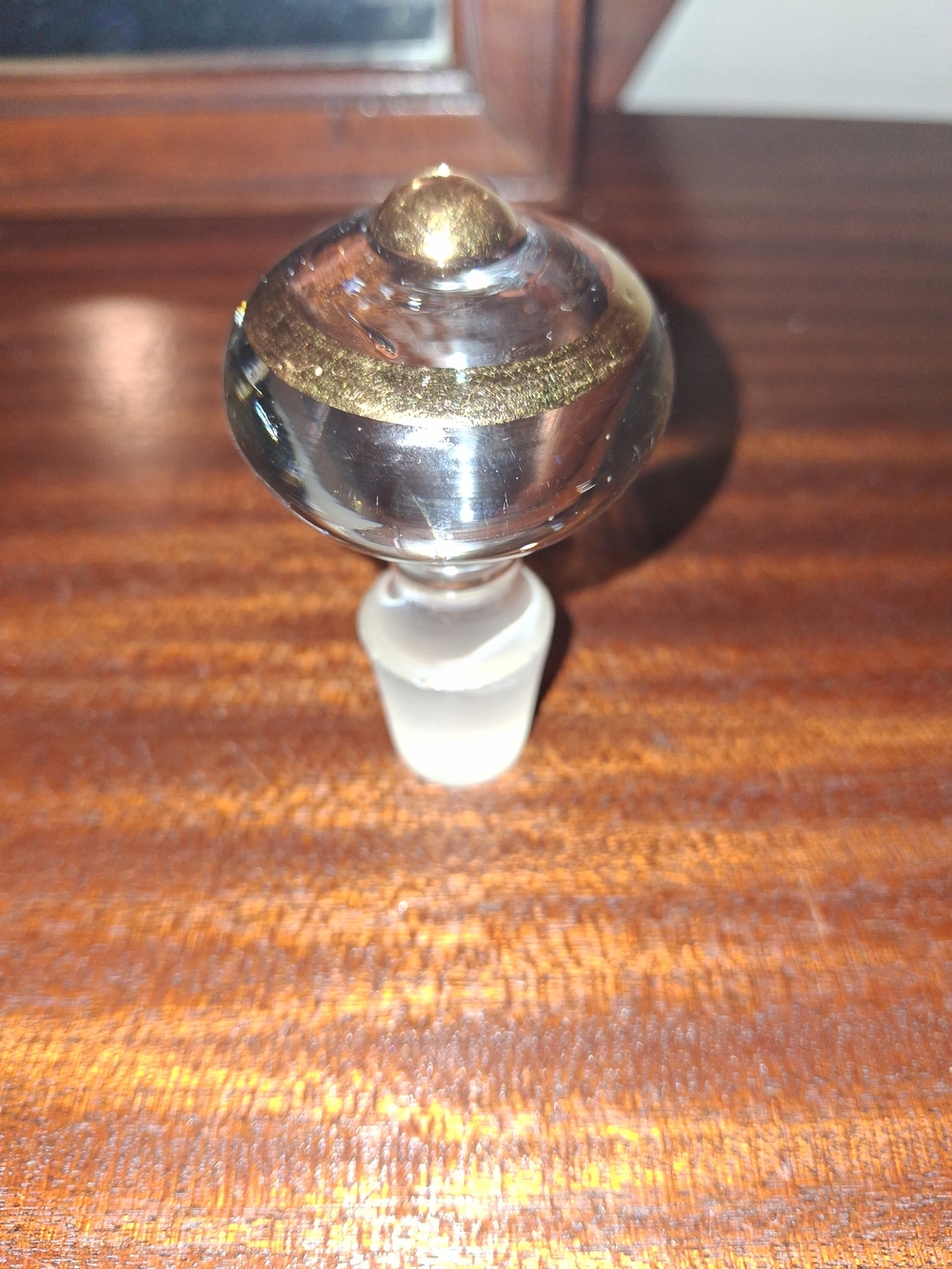 Clear Glass Bottle Stopper with Gold Accent